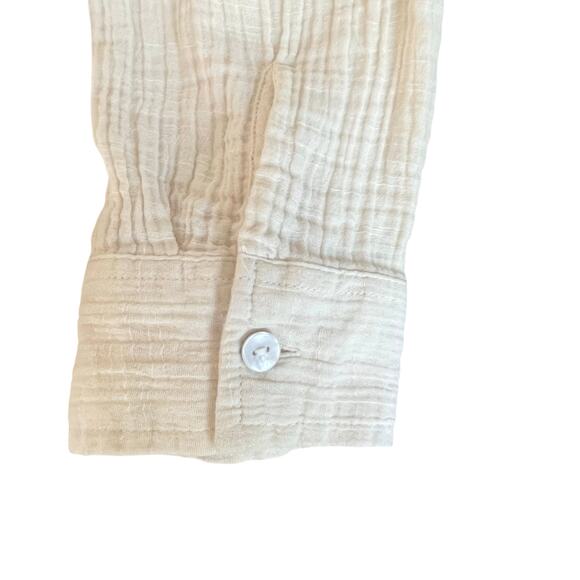 American Eagle Cotton Gauze Button Down Shirt Women MED Oversized Beachy Casual - Picture 2 of 9